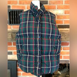 Vintage Eddie Bauer ❤️ Plaid Goose Down puffer Vest Black watch 🖤L-XL